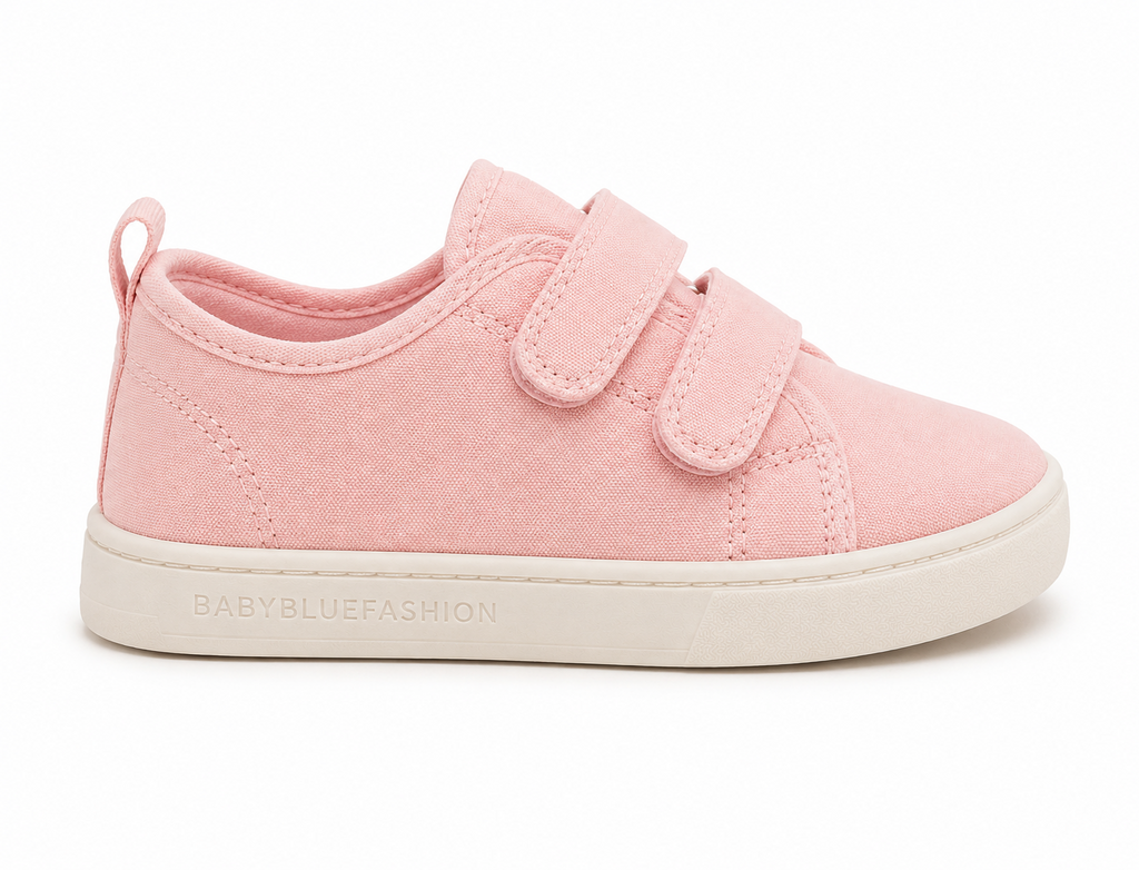 Baby Blue Fashion Soft Pink Double Strap Sneakers