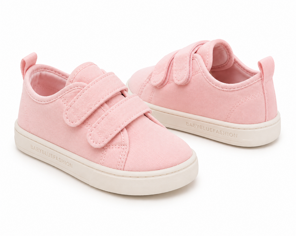 Baby Blue Fashion Soft Pink Double Strap Sneakers