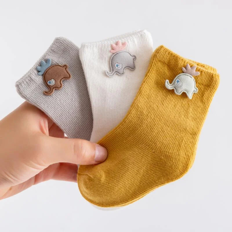 3-Pair Cartoon Baby Socks Set Soft Cotton Unisex