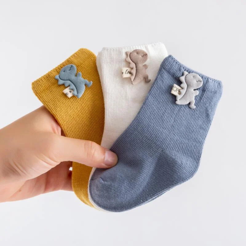 3-Pair Cartoon Baby Socks Set Soft Cotton Unisex