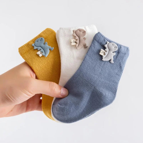 3-Pair Cartoon Baby Socks Set Soft Cotton Unisex