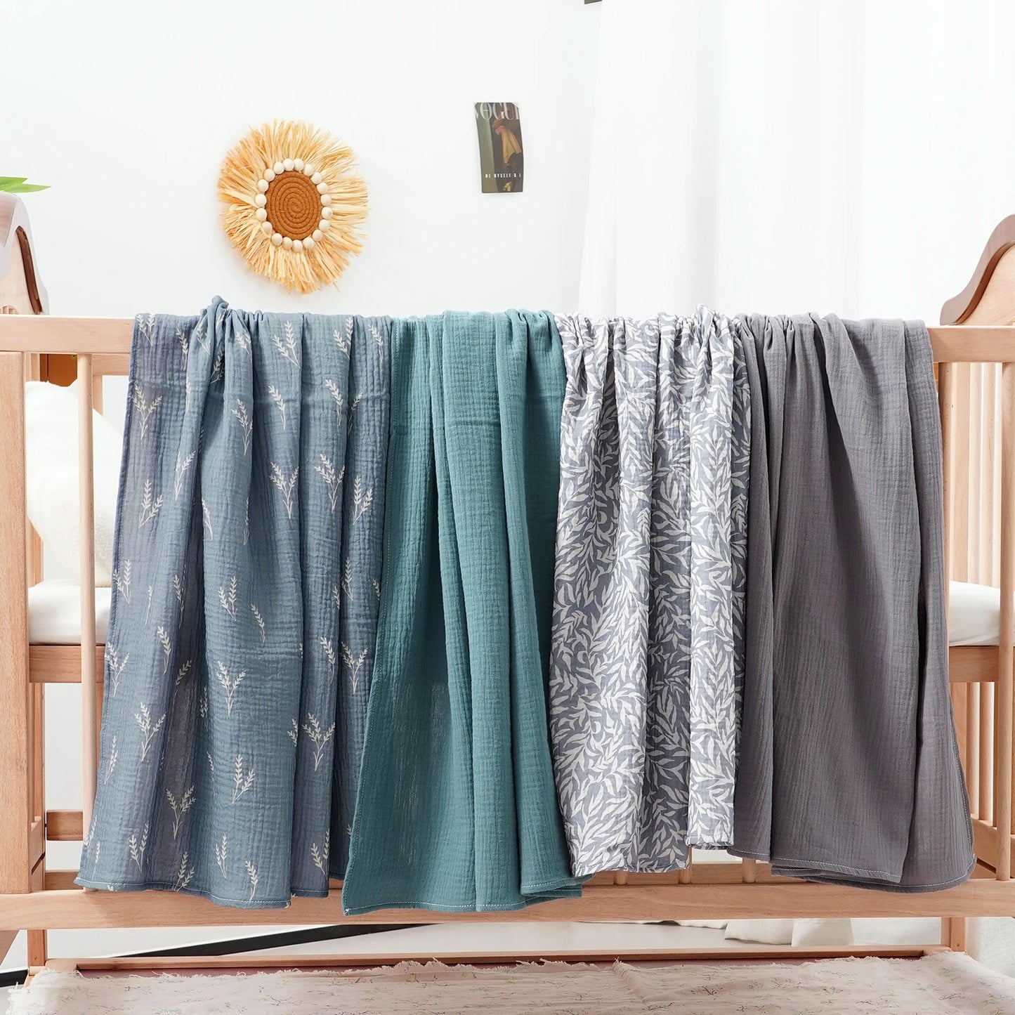 4-Pack Cotton Baby Muslin Swaddle Blankets 100 x 100 cm