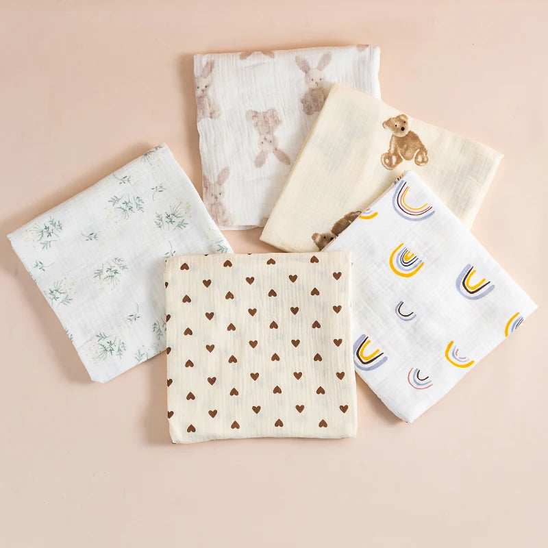 Soft Muslin Baby Swaddle Blanket 2-Layer Cotton Gauze
