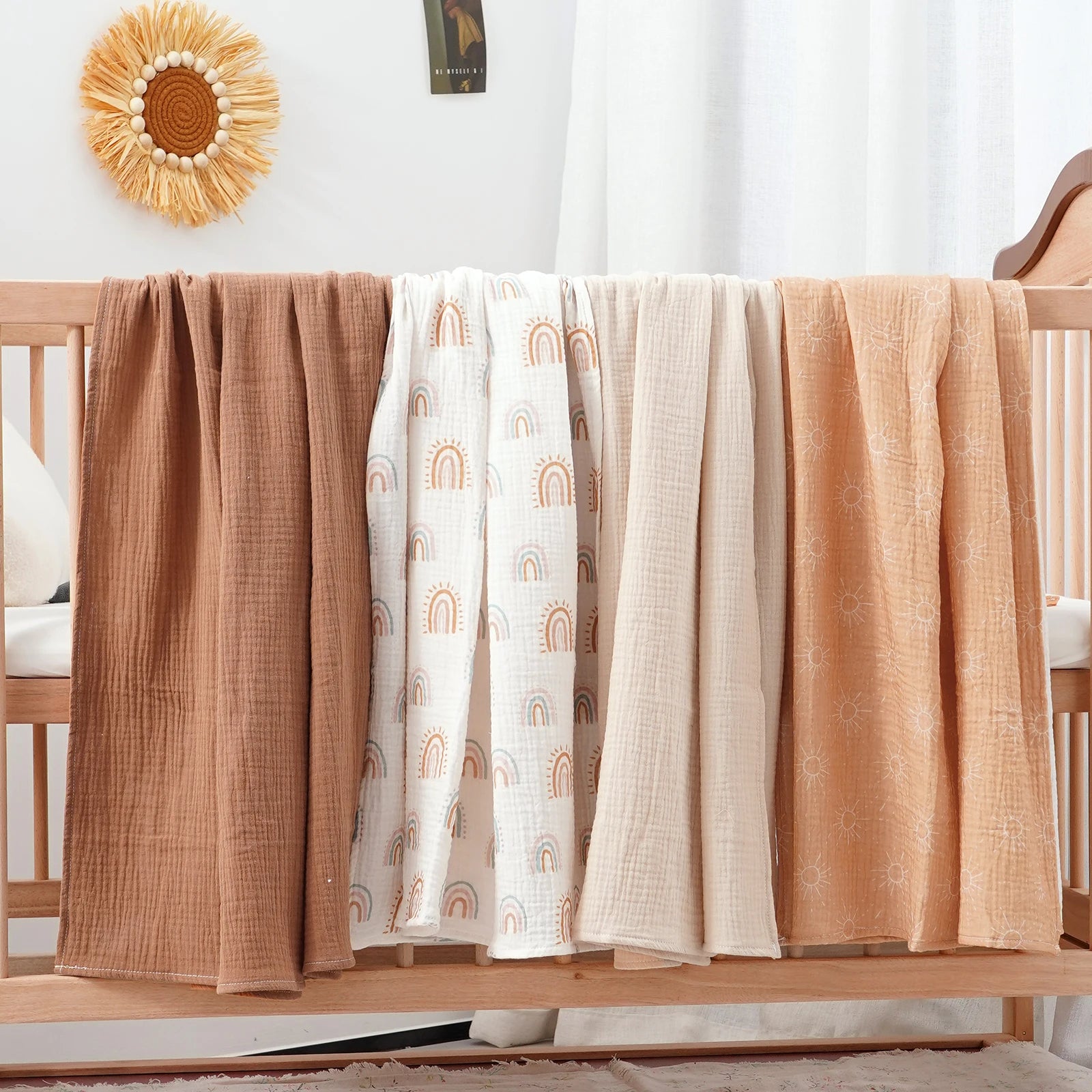 4-Pack Cotton Baby Muslin Swaddle Blankets 100 x 100 cm