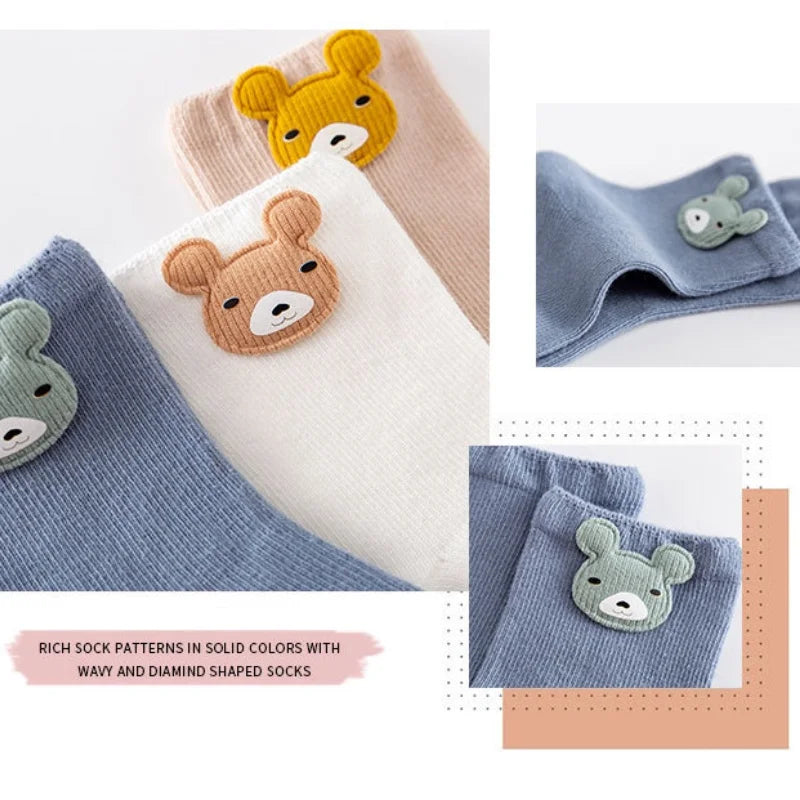 3-Pair Cartoon Baby Socks Set Soft Cotton Unisex