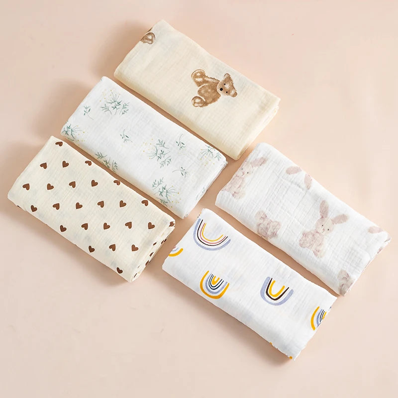 Soft Muslin Baby Swaddle Blanket 2-Layer Cotton Gauze