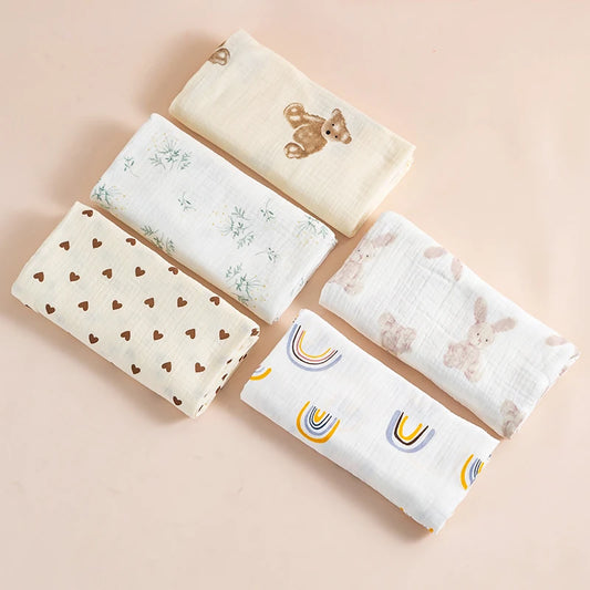 Soft Muslin Baby Swaddle Blanket 2-Layer Cotton Gauze
