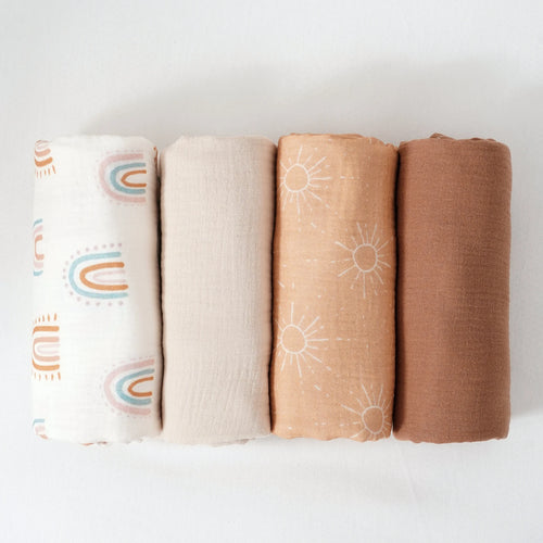 4-Pack Cotton Baby Muslin Swaddle Blankets 100 x 100 cm