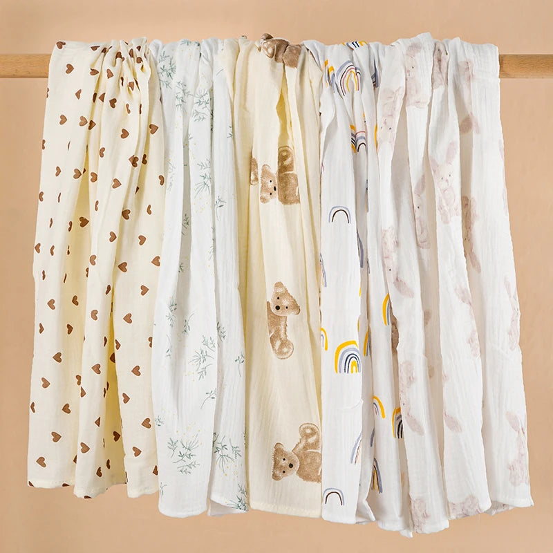 Soft Muslin Baby Swaddle Blanket 2-Layer Cotton Gauze